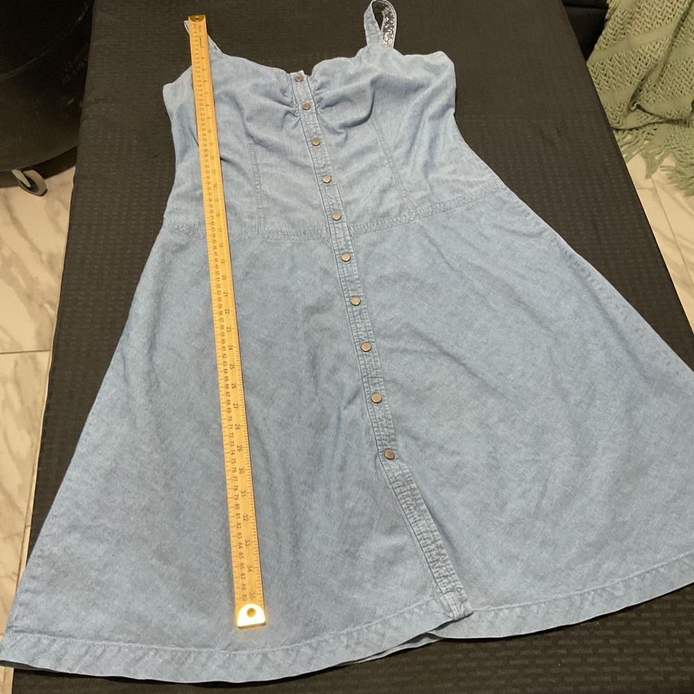 Tommy Hilfiger Dress Womens 12 Blue Chambray Button Front A-Line Sundress Summer - Picture 4 of 7